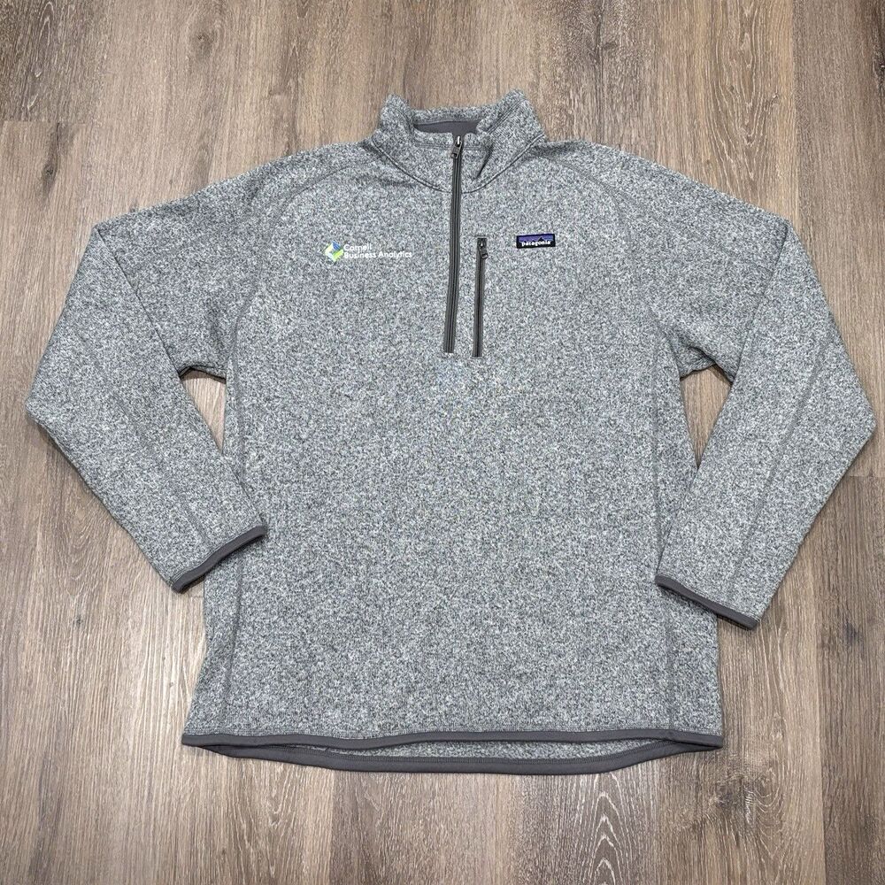 Patagonia Better Sweater 1/4 Zip Fleece Pullover Mens XL Gray Corporate Logo